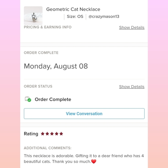 🔹️Sale🔹️2/$30 - Geometric Cat Necklace - Only 1 left! - Picture 8 of 8